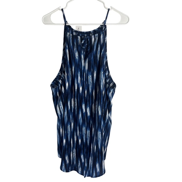 Lane‎ Bryant Halter Top with Hankerchief Hem Size 24 Plus Navy White Ikat NEW - Picture 5 of 10